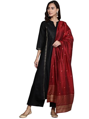 Libas Womens Solid Cotton Straight Kurta With Palazzos and Dupatta - Authentic Libas Clothing | UrbanThreads - Image 2