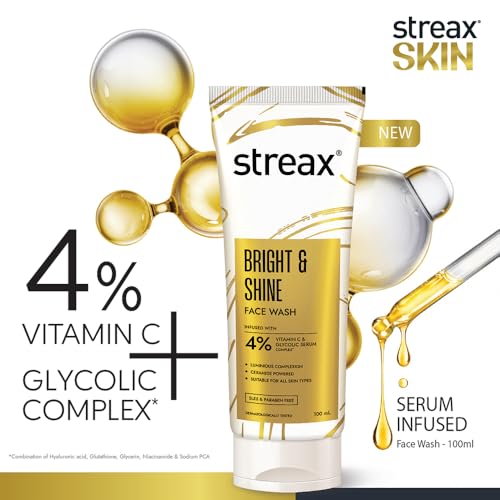 Streax Bright & Shine Face Wash 100 ml 4% Vitamin C Glycolic Acid - Image 4