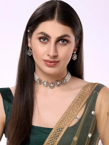 Shining Diva Pearl Kundan Necklace Jewellery Set - Image 5