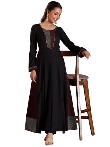 Libas Womens Self Design Rayon A-Line Kurta With Trousers - Authentic Libas Clothing | UrbanThreads - Image 2