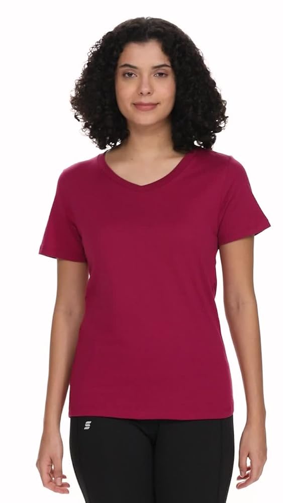 Jockey Women's Relaxed Fit V-Neck Half Sleeve T-Shirt - Image 3