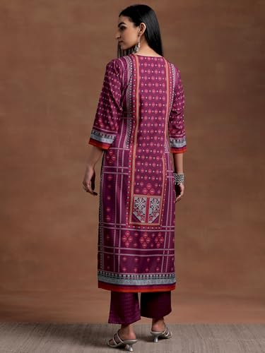 Libas Womens Printed Crepe Straight Kurta With Trousers - Authentic Libas Clothing | UrbanThreads - Image 5