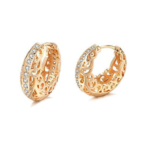 Shining Diva 18k Rose Gold Plated Copper Zircon Bali Earrings - Image 2