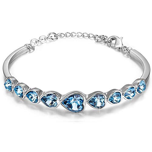Shining Diva Silver Plated Blue Charm Austrian Crystal Bracelet - Image 2