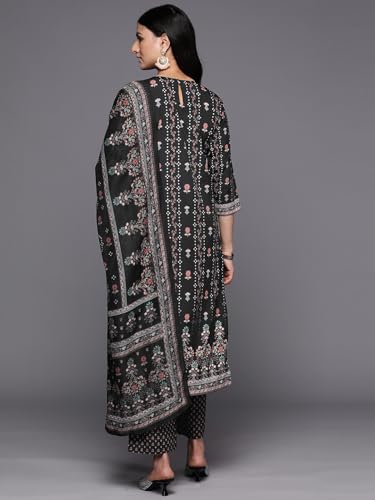Libas Womens Printed Crepe Straight Kurta With Trousers and Dupatta - Authentic Libas Clothing | UrbanThreads - Image 4