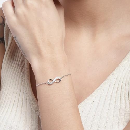 ZAVYA 925 Sterling Silver Infinity Bracelet Rose Gold Plated - Image 5