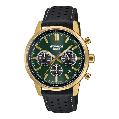 Casio Edifice Green Dial Chronograph Leather Watch - Image 2