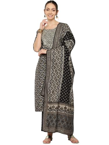 Libas Womens Printed Silk Blend Straight Kurta With Trousers and Dupatta - Authentic Libas Clothing | UrbanThreads - Image 2