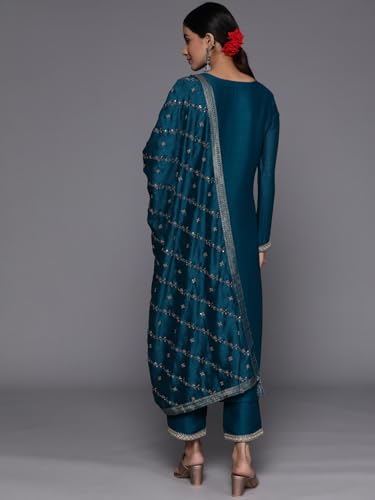 Golden Yellow Embroidered Silk Kurta Set with Dupatta | Urban Threads - Image 5