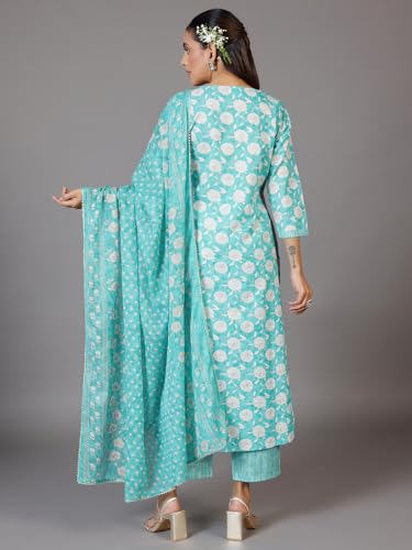 Libas Womens Cotton Printed Straight Kurta Set with Trousers and Dupatta - Authentic Libas Clothing | UrbanThreads - Image 4
