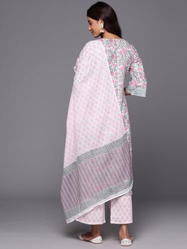 Libas Womens Printed Cotton Straight Kurta With Palazzos and Dupatta - Authentic Libas Clothing | UrbanThreads - Image 5