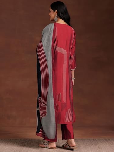 Libas Womens Printed Silk Blend Straight Kurta With Trousers and Dupatta - Authentic Libas Clothing | UrbanThreads - Image 4