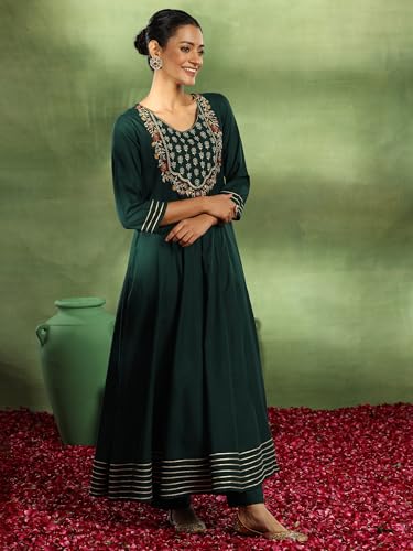Emerald Anarkali Kurta Set - Libas | UrbanThreads.in - Image 5