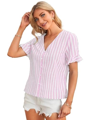 Leriya Fashion Women's Cotton Regular Fit Plus Size Short Sleeve Deep V Neck Self Belted Casual Pepl - Authentic Leriya Accessories | UrbanThreads - Image 2