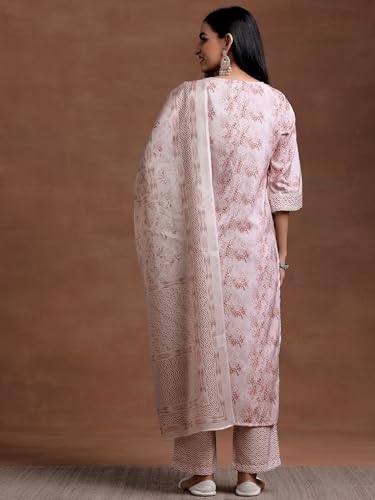 Libas Womens Embroidered Cotton Blend Straight Kurta With Palazzos and Dupatta - Authentic Libas Clothing | UrbanThreads - Image 4