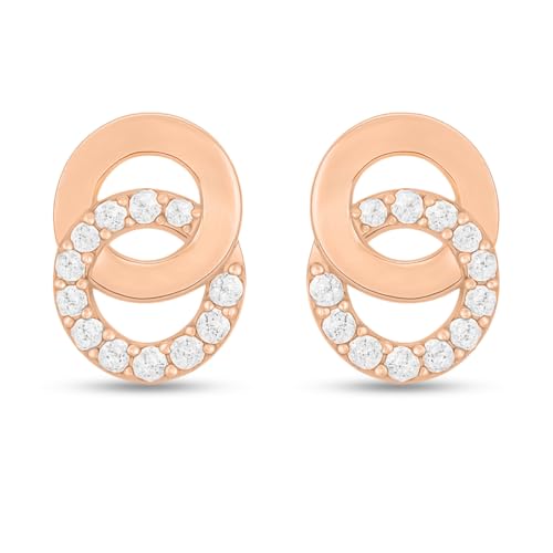 ZAVYA 925 Sterling Silver Cubic Zirconia Minimal Rose Gold Plating Stud Earrings | Gift for Women an - Authentic ZAVYA Accessories | UrbanThreads - Image 5
