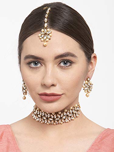 Shining Diva Antique Kundan Choker Necklace Set for Women - Image 5