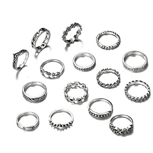 UrbanThreads Silver Midi Ring Set 15 Piece - Image 2