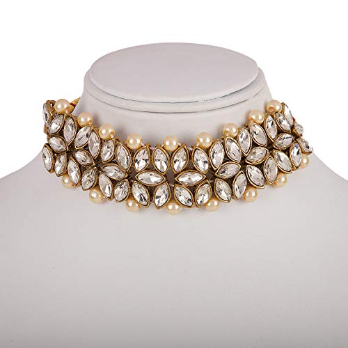 Shining Diva Antique Kundan Choker Necklace Set for Women - Image 4
