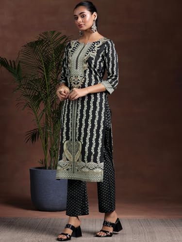 Libas Womens Printed Crepe Straight Kurta With Trousers and Dupatta - Authentic Libas Clothing | UrbanThreads - Image 3