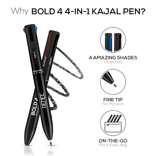 RENEE Bold 4-in-1 Kajal Black Brown Teal Blue Matte Finish - Image 5