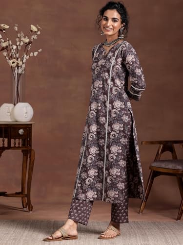 Libas Womens Printed Cotton Straight Kurta With Trousers - Authentic Libas Clothing | UrbanThreads - Image 3