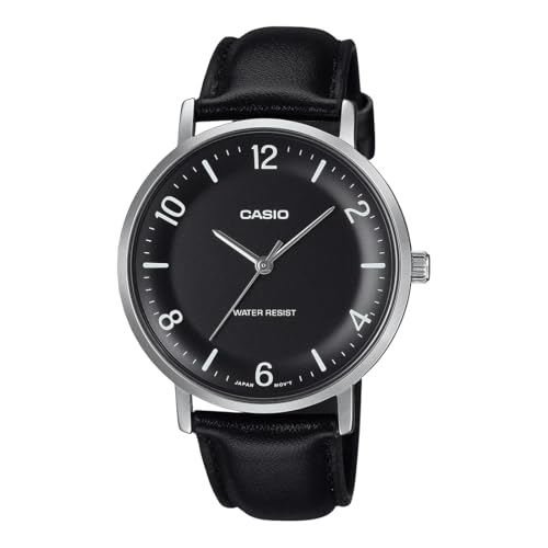 Casio Enticer Black Dial Leather Watch Men - Image 2