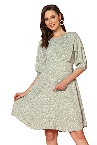 Leriya Fashion Dresses for Women | Fancy Rayon Zig Zag Printed Faux Wrap Western Dress | Fit & Flare - Authentic Leriya Clothing | UrbanThreads - Image 2