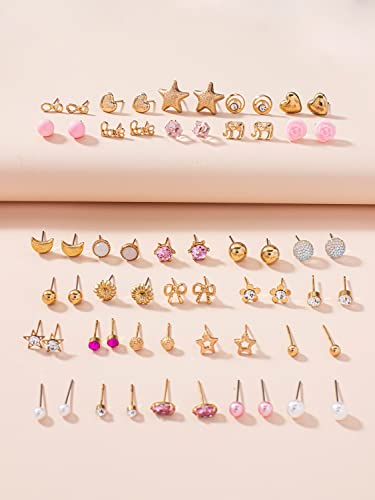 Shining Diva 30 Pairs Earrings Combo Set Crystal Pearl Women - Image 5