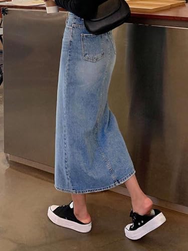 Leriya Fashion High Waist Denim Skirt for Women – Long Straight Fit Skirt's with Side Slit | Summer - Authentic Leriya Clothing | UrbanThreads - Image 5