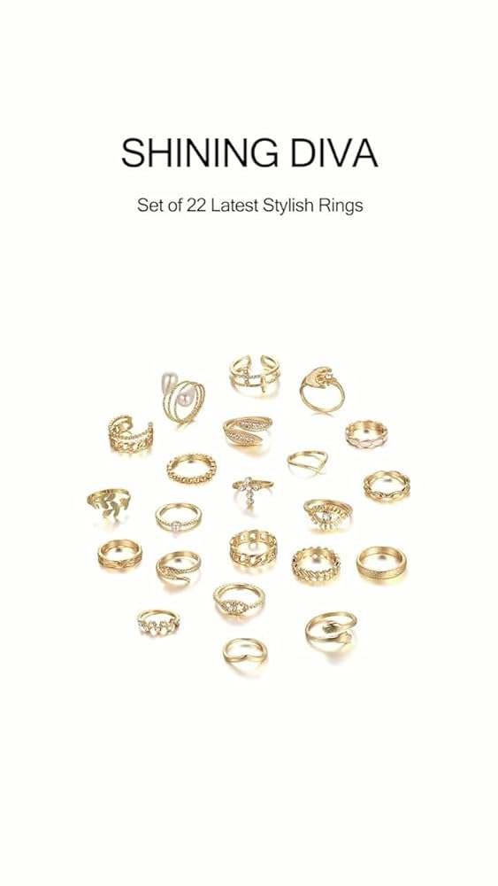 Urban Threads Gold Stacking Ring Set 22 Piece Boho Knuckle Rings - Image 3
