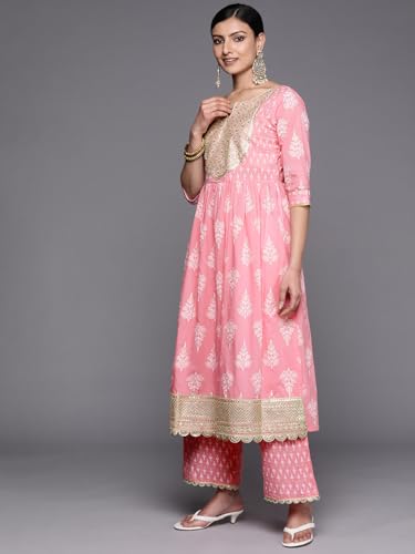 Libas Womens Yoke Design Cotton A-Line Kurta With Palazzos and Dupatta - Authentic Libas Clothing | UrbanThreads - Image 5