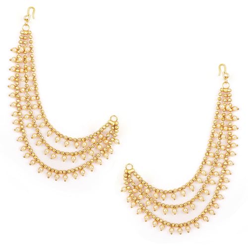Shining Diva Bahubali Pearl Ear Chain Earrings for Women - Image 2