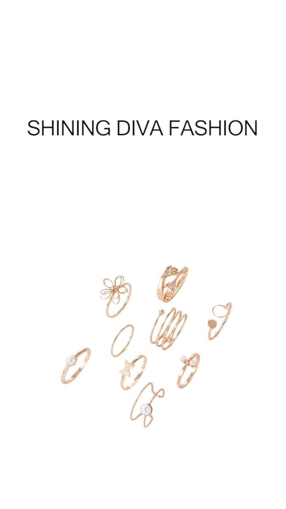 Shining Diva 9 Pcs Stylish Rings for Women and Girls - Image 3