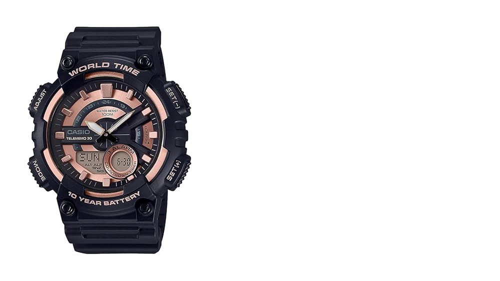 Casio AEQ-110W-1A3VDF Men's Analog-Digital Rose Gold Watch - Image 3