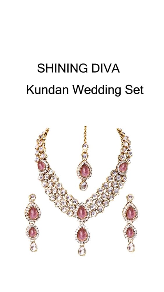 Shining Diva 18k Gold Plated Kundan Necklace Set for Women - Image 3
