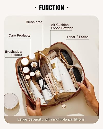 BUYORY Large Capacity Cosmetic Travel Bag Women PU Leather - Image 4