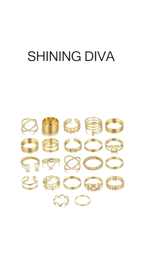 Shining Diva 22pcs Stackable Knuckle Rings Set for Women - Image 3