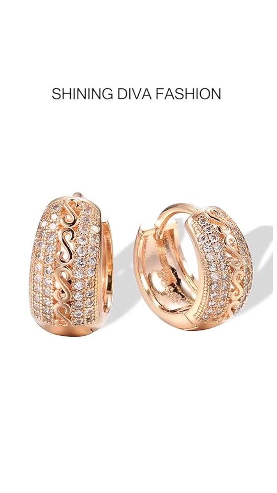 UrbanThreads Rose Gold Zircon Bali Earrings - Image 3