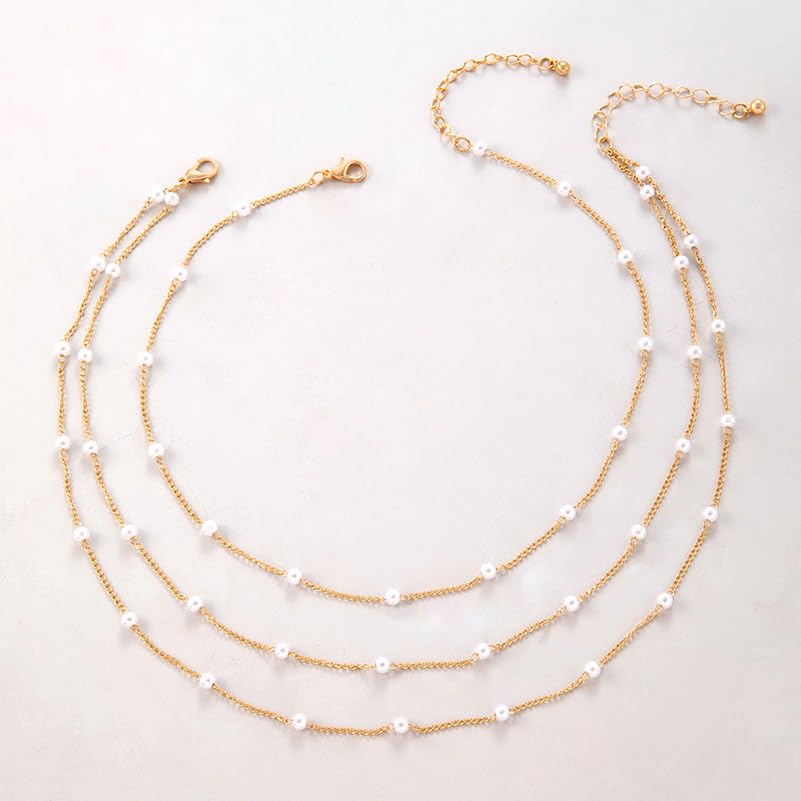 Shining Diva Set of 3 Pearl Chain Necklaces for Women - Image 4