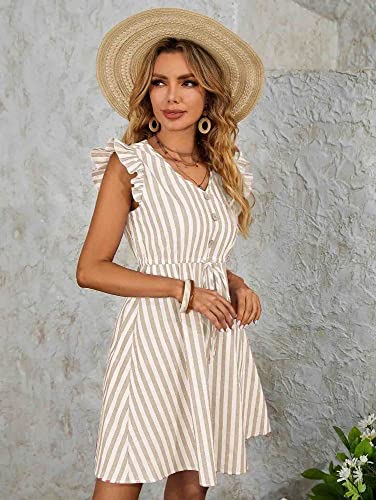 Leriya Fashion Western Dress || Rayon Vertical Striped Printed Dress for Women || Flounce Cap Sleeve - Authentic Leriya Clothing | UrbanThreads - Image 5