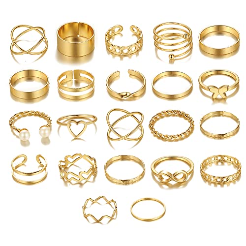 Shining Diva 22pcs Stackable Knuckle Rings Set for Women - Image 2
