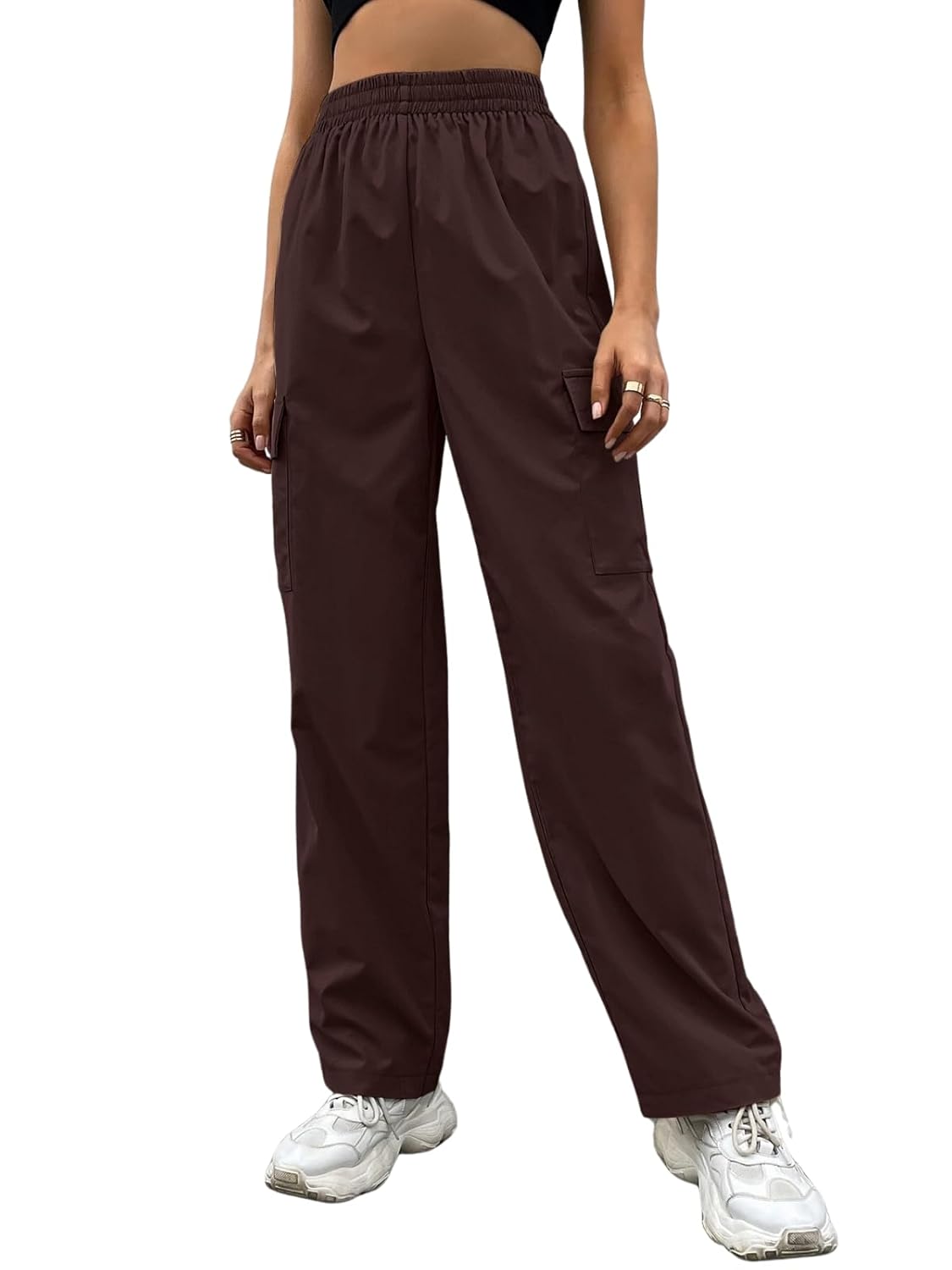 Leriya Fashion Women’s Parachute Cargo Pants – High Waist Flared Korean Trousers with Pockets | Tren - Authentic Leriya Clothing | UrbanThreads