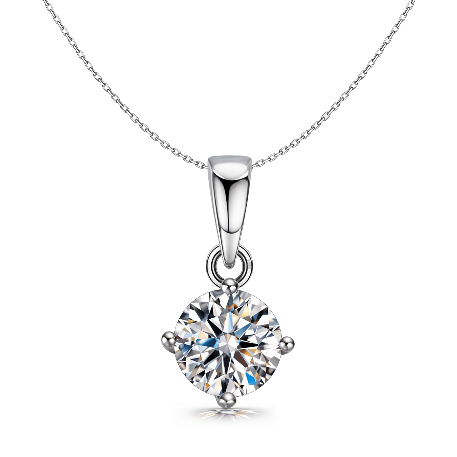 HighSpark 925 Silver Solitaire Pendant with Chain for Women