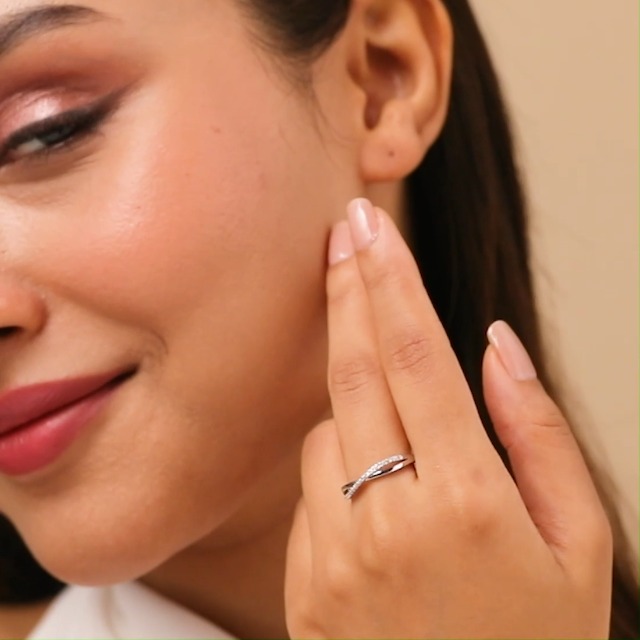 ZAVYA Infinity Promise of Love Rhodium Plated Adjustable Ring - Image 3