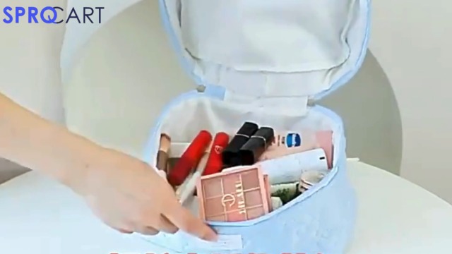 Sprqcart Quilted Cotton Makeup Bag Large Capacity Women - Image 3