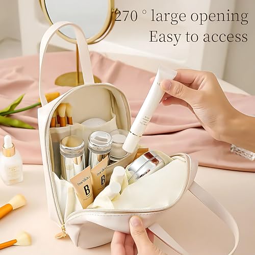 Gowloz Cosmetic Bag White Small Waterproof Travel - Image 3