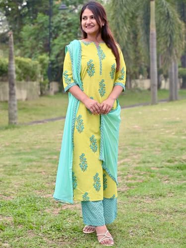 Libas Womens Printed Cotton Straight Kurta With Palazzos and Dupatta - Authentic Libas Clothing | UrbanThreads - Image 5