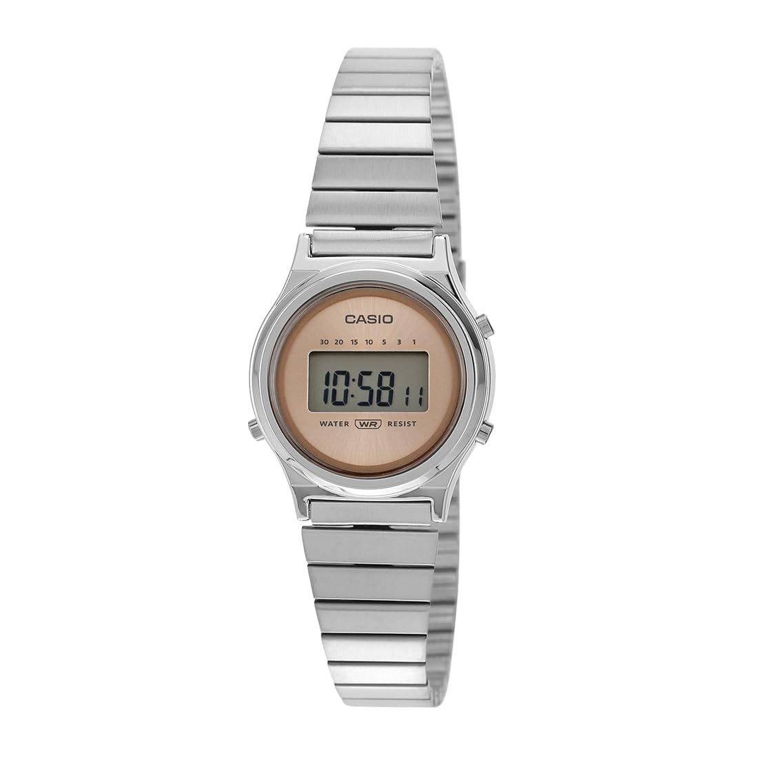 Casio Vintage Pink Digital Watch Silver Stainless Steel