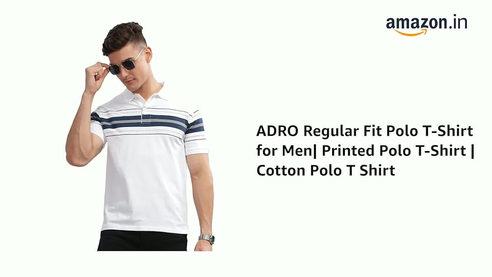 ADRO Regular Fit Polo T-Shirt Men Cotton Printed - Image 3